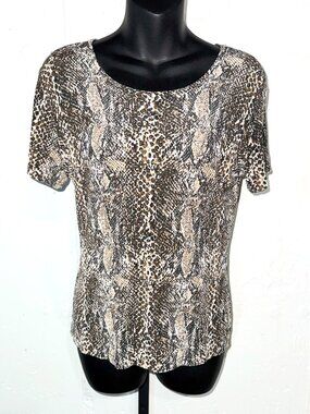Vintage Christine Gerard Brown Snakeskin Tee Size Medium